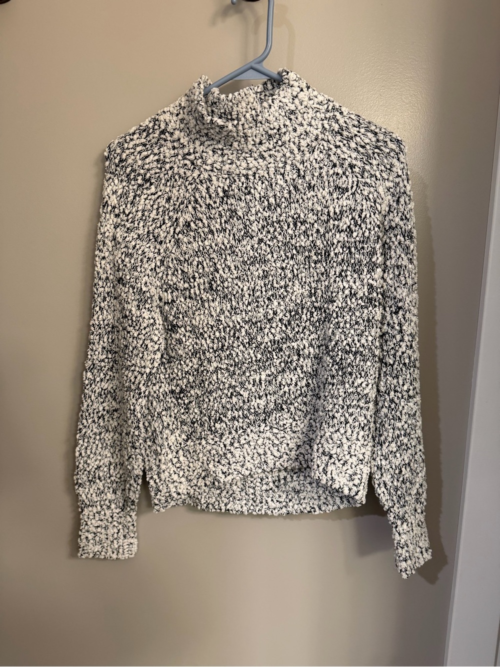 Poof! Black & White Marled Turtleneck Sweater